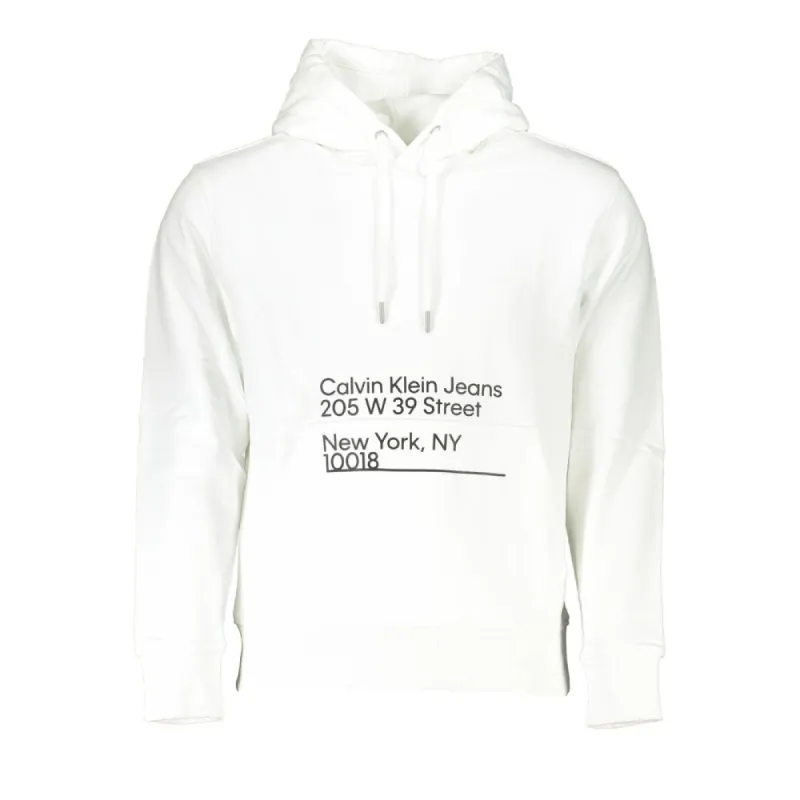 Chic White Hooded Sweatshirt with Logo Print sold by Louxly
