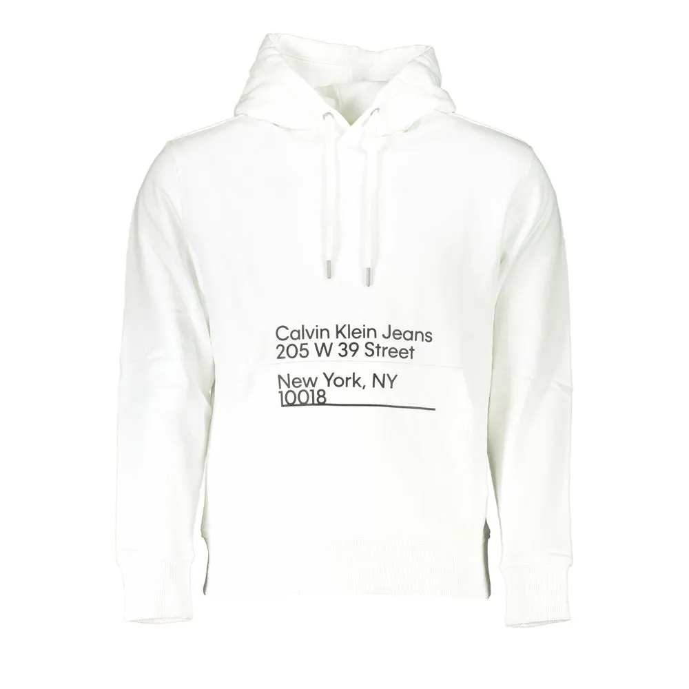 Chic White Hooded Sweatshirt with Logo Print sold by Louxly