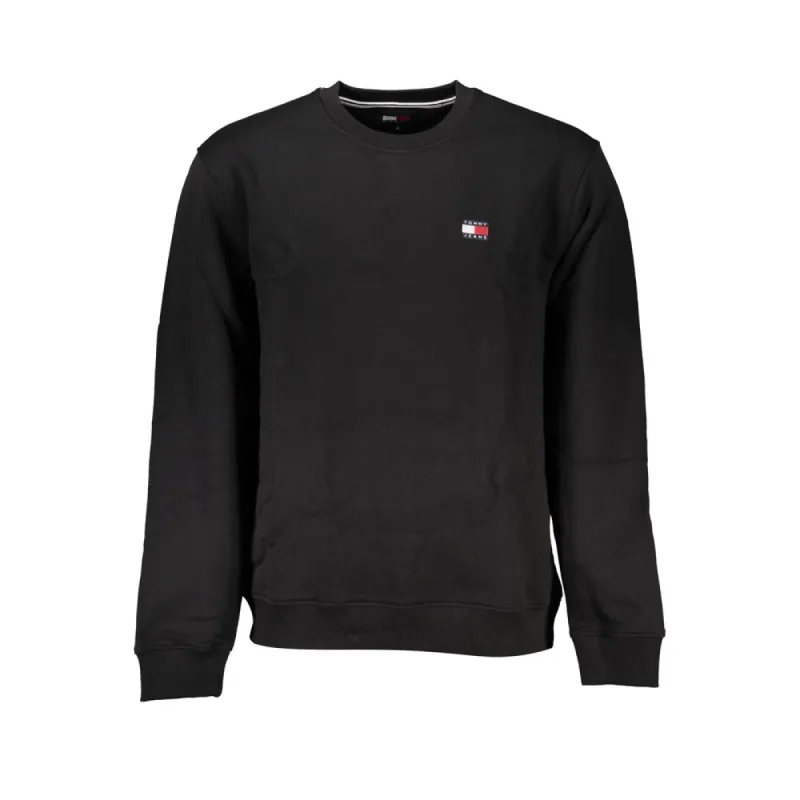 Sleek Black Cotton Crew Neck Sweatshirt sold by Louxly