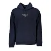 Chic Blue Hooded Sweatshirt with Logo Detail sold by Louxly