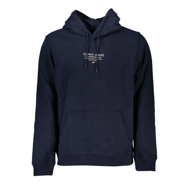 Chic Blue Hooded Sweatshirt with Logo Detail sold by Louxly