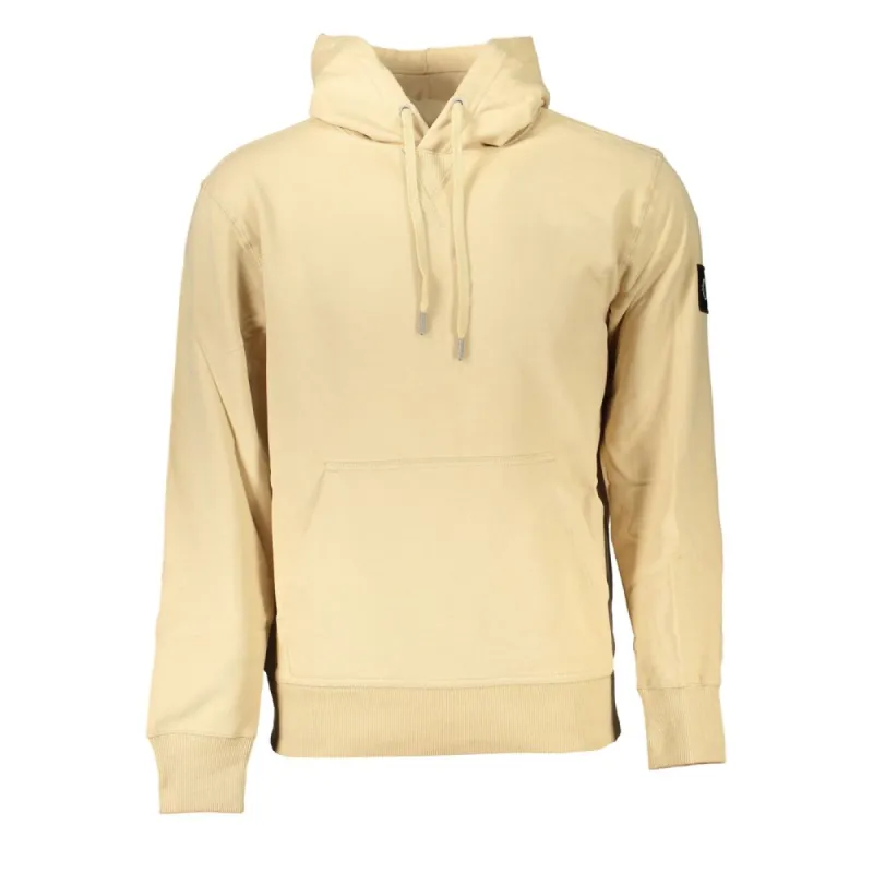 Beige Brushed Cotton Hoodie with Central Pocket sold by Louxly