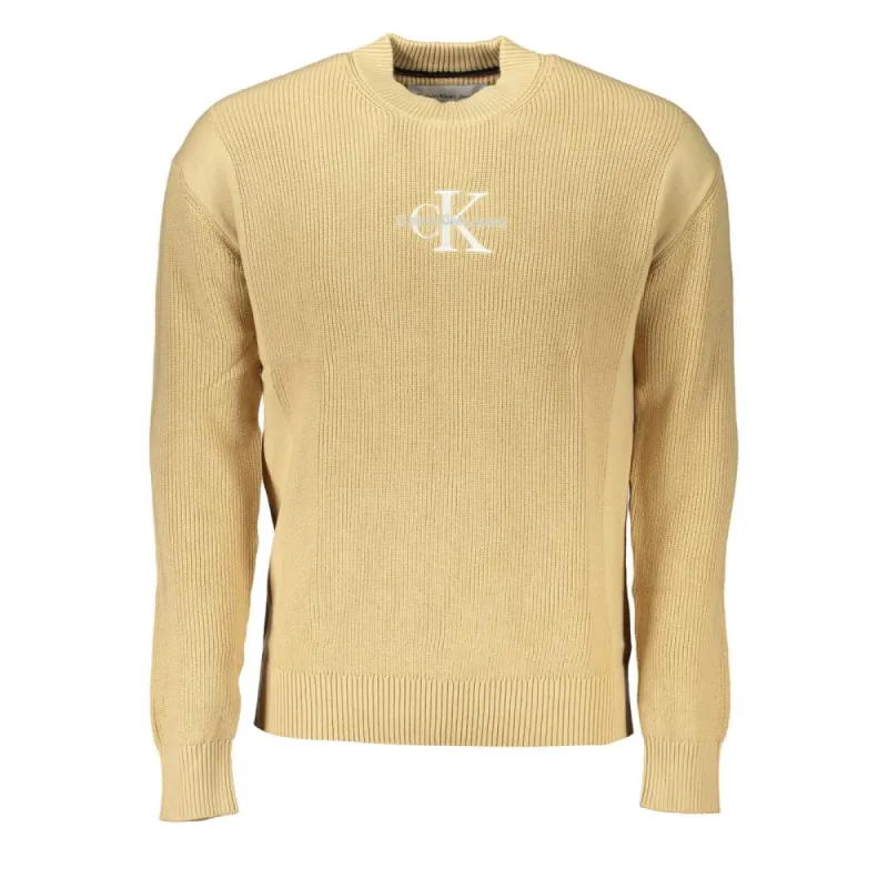 Chic Beige Crew Neck Cotton Sweater sold by Louxly