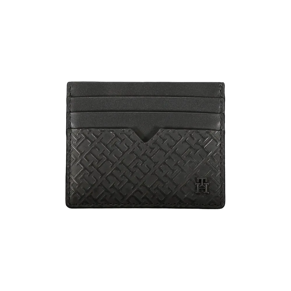 Sleek Black Leather Card Holder with Contrast Detail sold by Louxly
