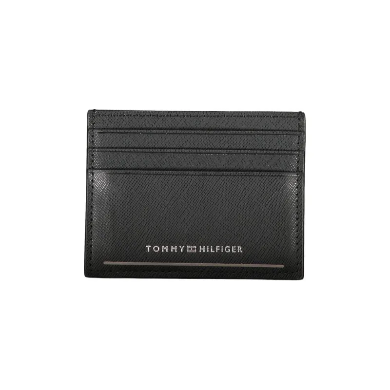 Sleek Black Leather Card Holder with Contrast Details sold by Louxly