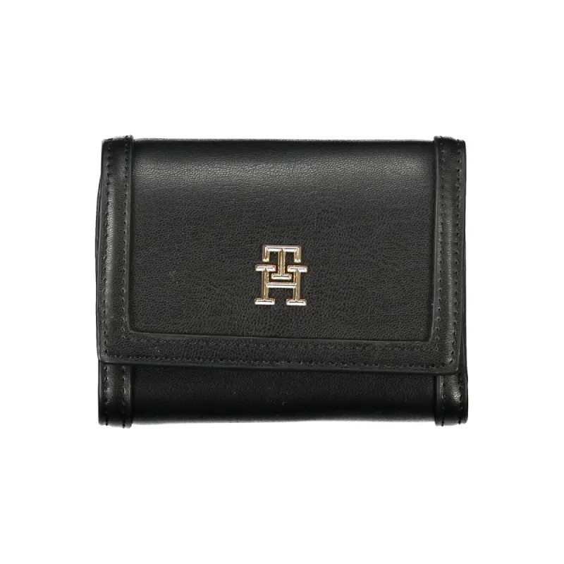 Sleek Black Double-Spaced Wallet with Logo sold by Louxly