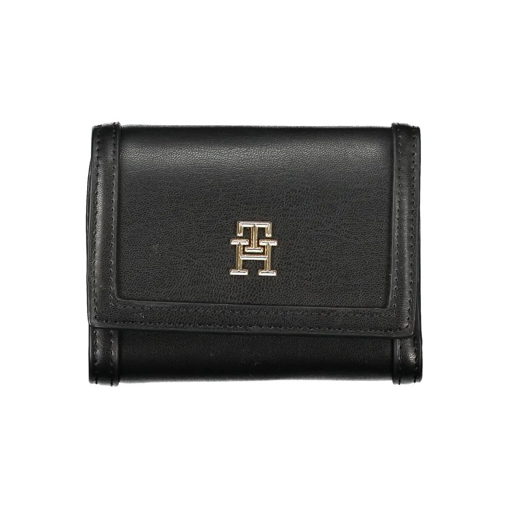 Sleek Black Double-Spaced Wallet with Logo sold by Louxly