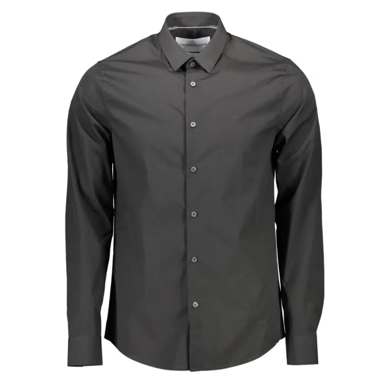 Sleek Slim Fit Long Sleeve Italian Collar Shirt made by Calvin Klein