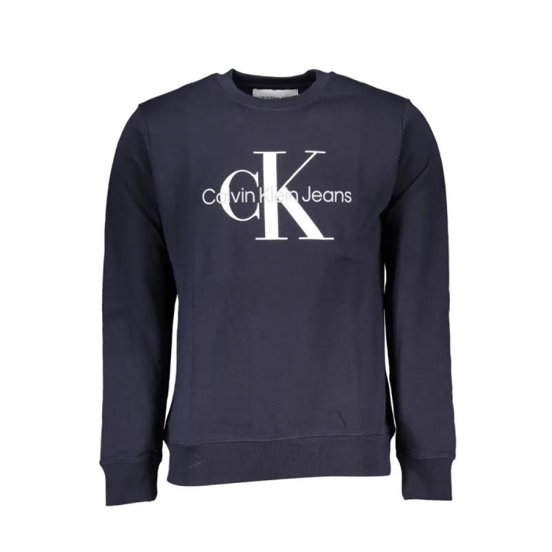 Chic Blue Crew Neck Fleece Sweatshirt made by Calvin Klein