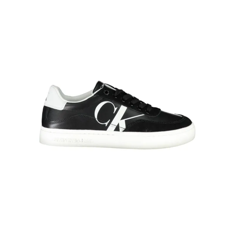 Sleek Black Lace-Up Sneakers With Contrast Details sold by Louxly