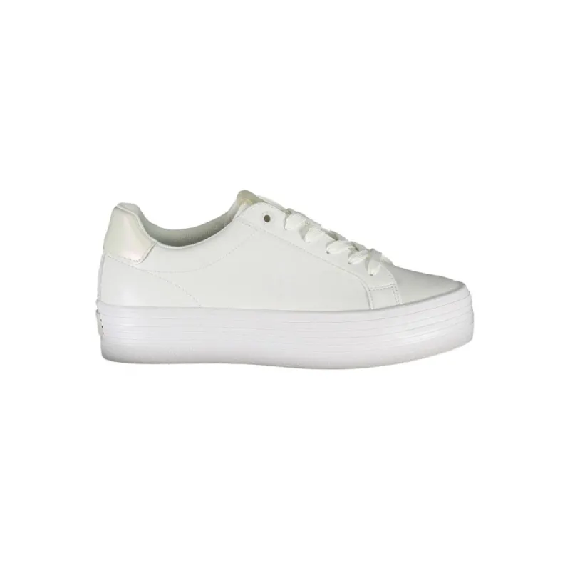Sleek White Lace-Up Sneakers with Contrast Detail sold by Louxly