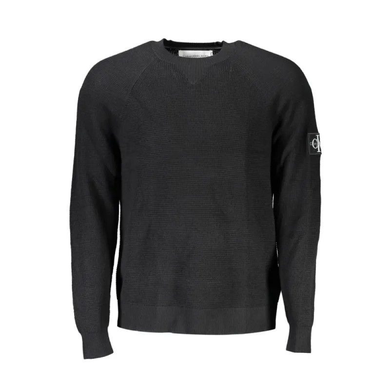 Elegant Black Wool Sweater - Long Sleeved Crew Neck sold by Louxly
