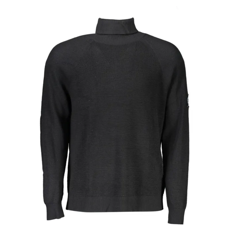 High Neck Woolen Sweater with Logo Appliqué sold by Louxly