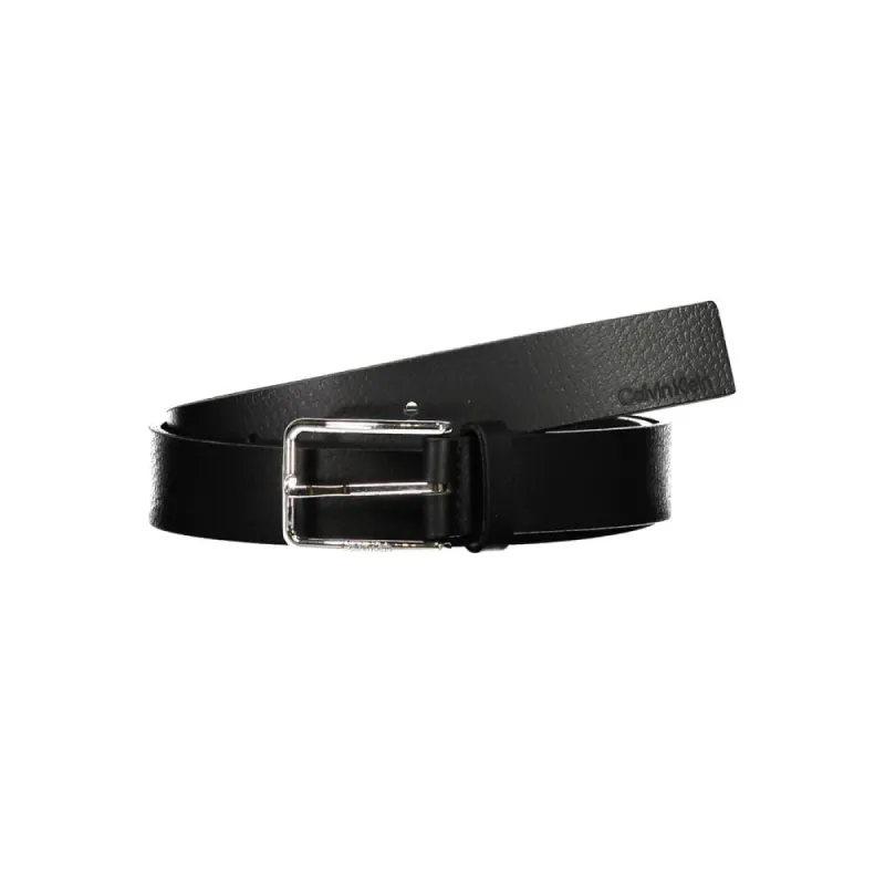 Elegant Black Leather Belt with Metal Buckle sold by Louxly