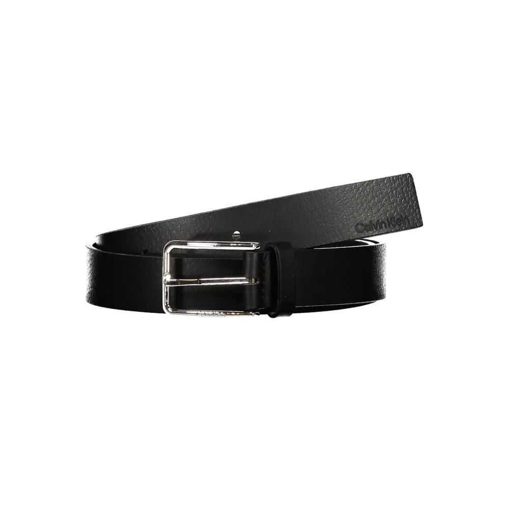 Elegant Black Leather Belt with Metal Buckle sold by Louxly