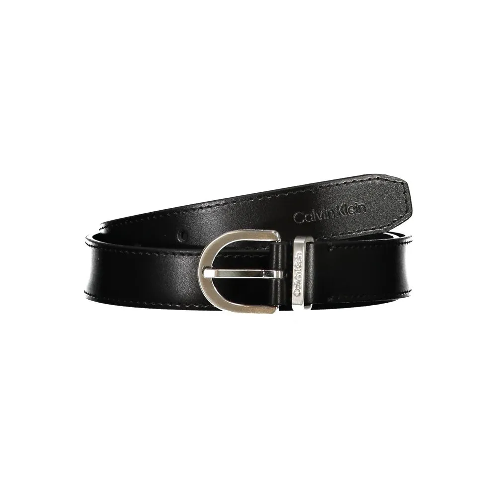 Sleek Black Leather Belt with Metal Buckle sold by Louxly