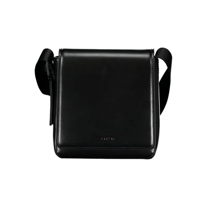 Sleek Black Shoulder Bag with Logo Detail sold by Louxly