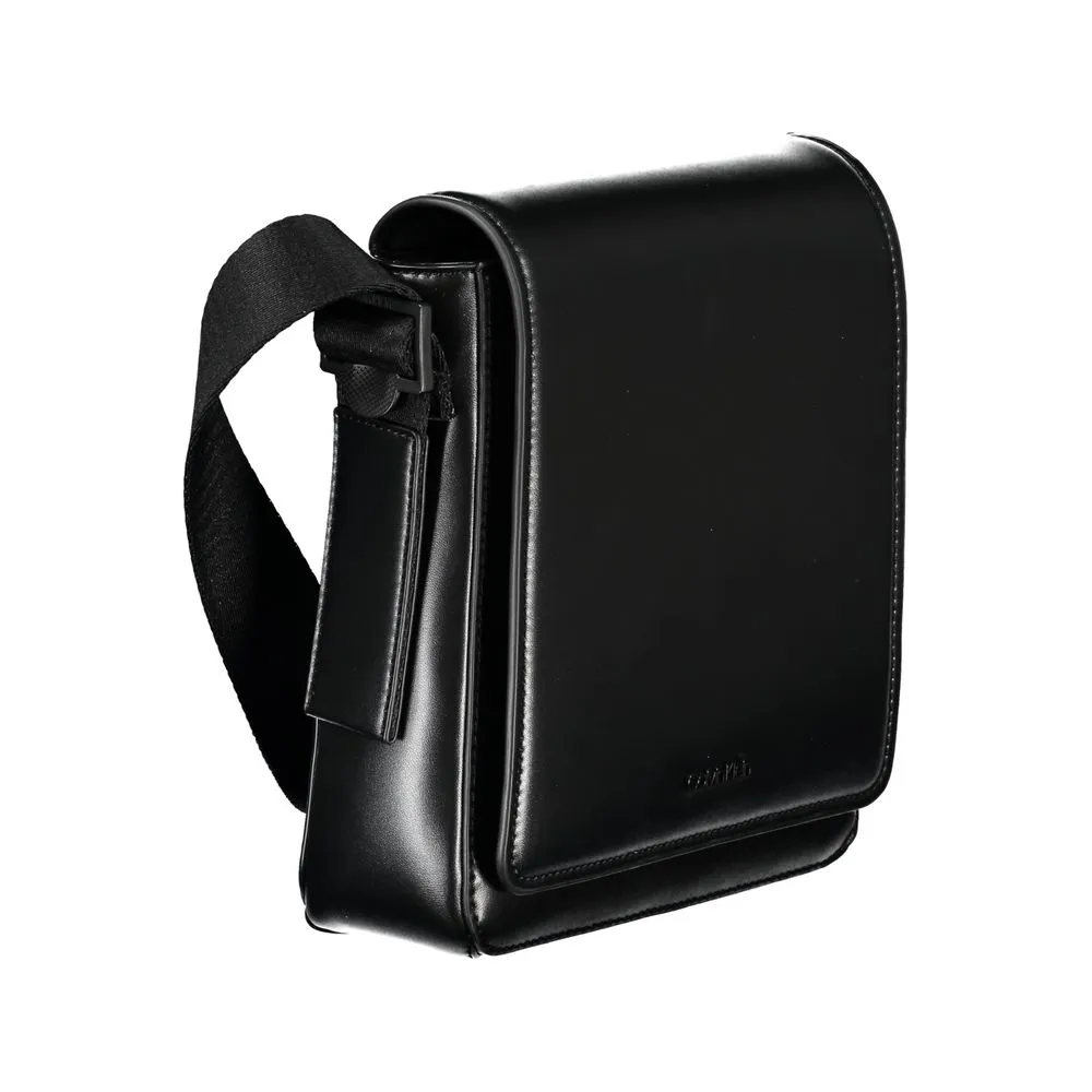 Sleek Black Shoulder Bag with Logo Detail sold by Louxly