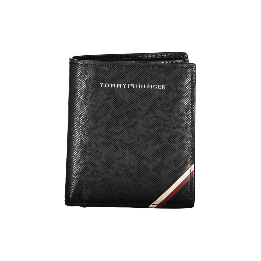 Sleek Black Leather Wallet with Contrasting Details sold by Louxly