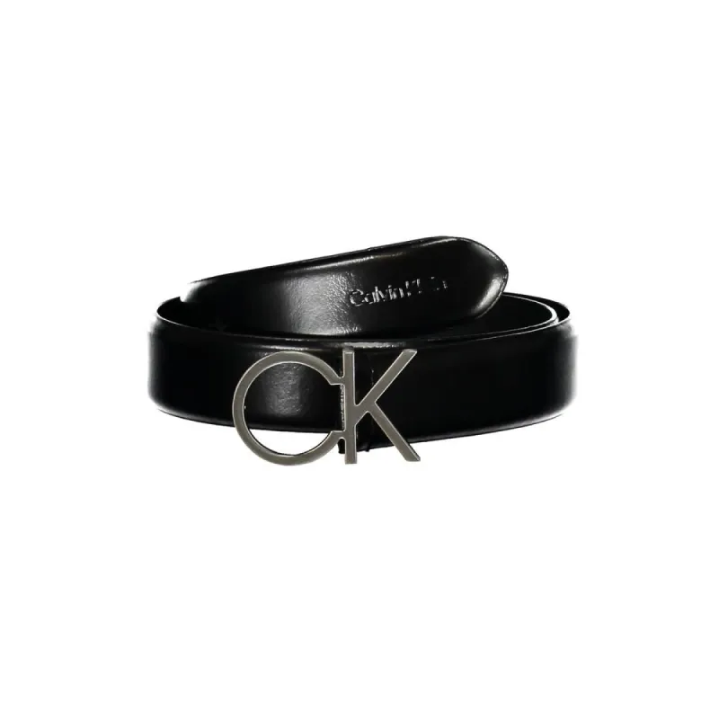 Elegant Black Leather Belt with Metal Buckle sold by Louxly