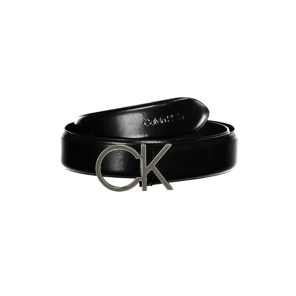 Elegant Black Leather Belt with Metal Buckle sold by Louxly