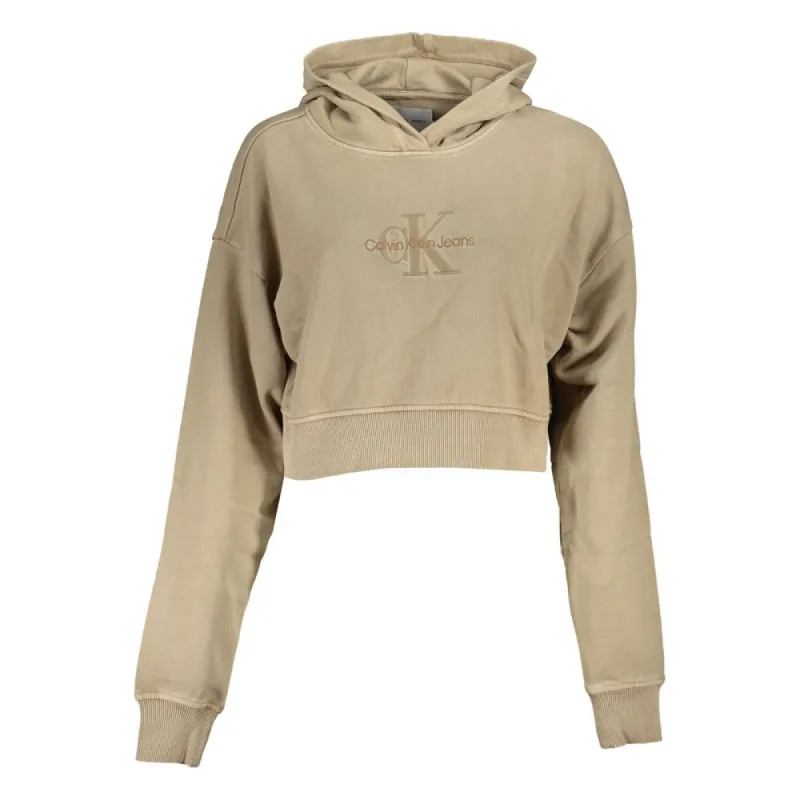 Chic Beige Embroidered Hooded Sweatshirt sold by Louxly