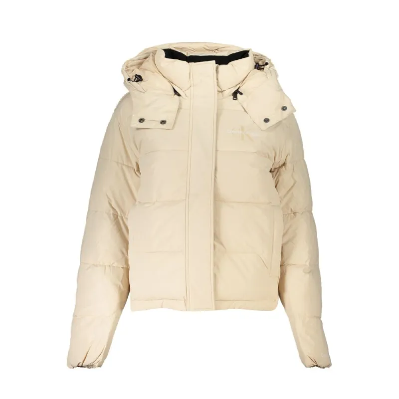 Chic Beige Long-Sleeved Jacket with Removable Hood sold by Louxly