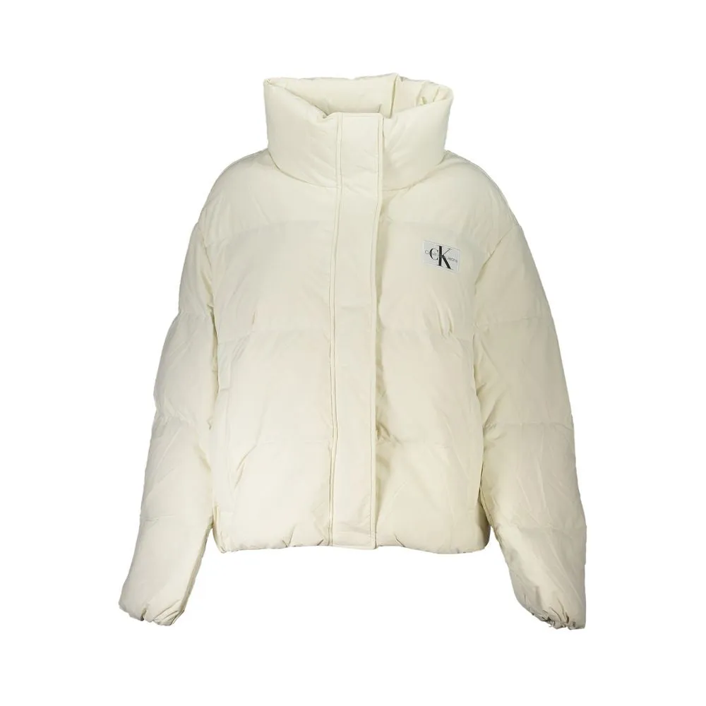 Chic White Long Sleeve Recycled Jacket sold by Louxly
