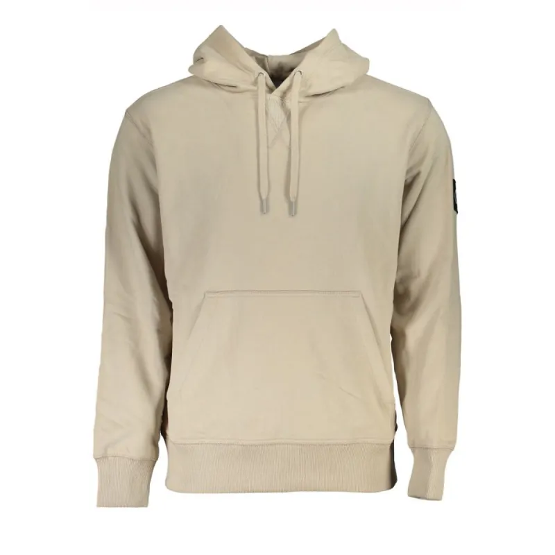 Beige Cotton Hooded Sweatshirt sold by Louxly