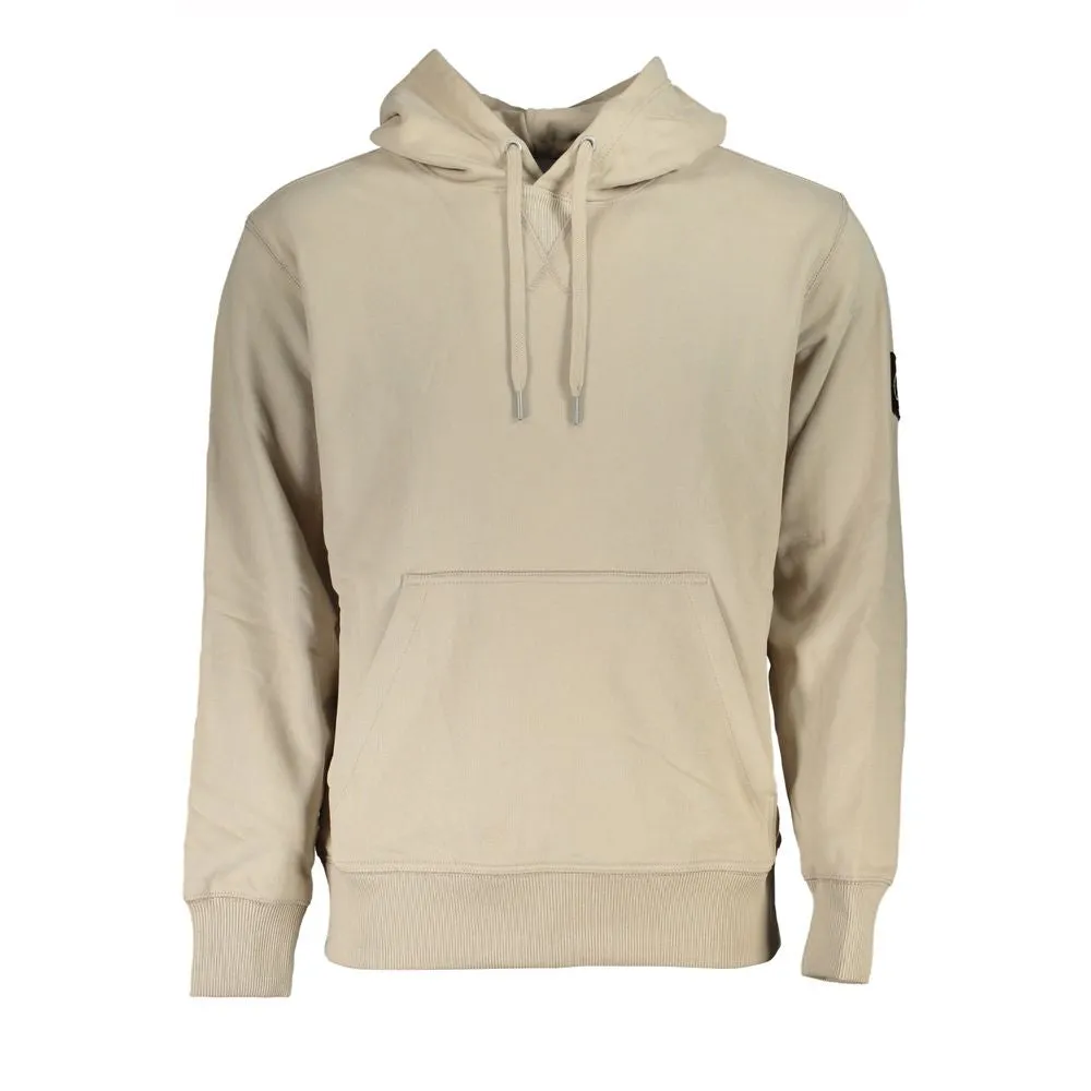 Beige Cotton Hooded Sweatshirt sold by Louxly