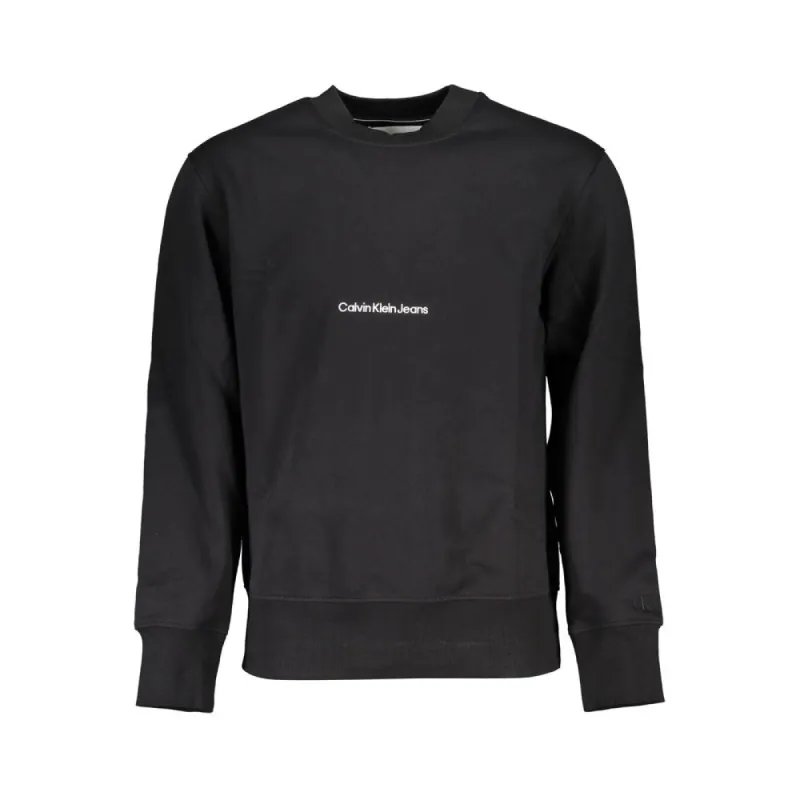 Sleek Black Crew Neck Fleece Sweatshirt sold by Louxly