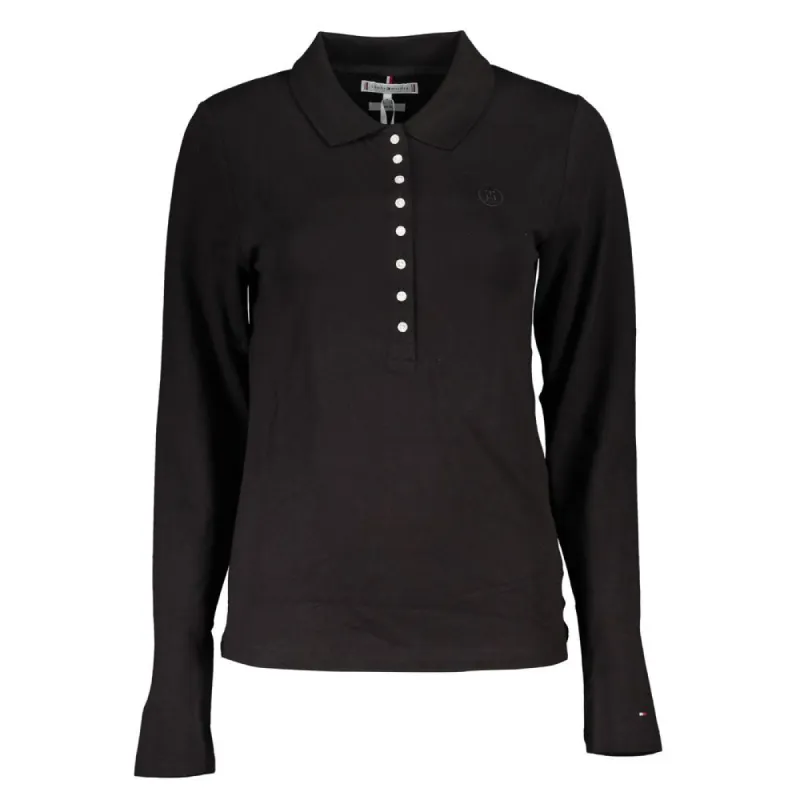 Black Cotton Women Polo Shirt sold by Louxly