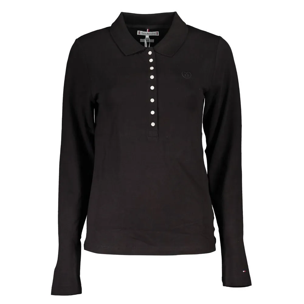 Black Cotton Women Polo Shirt sold by Louxly
