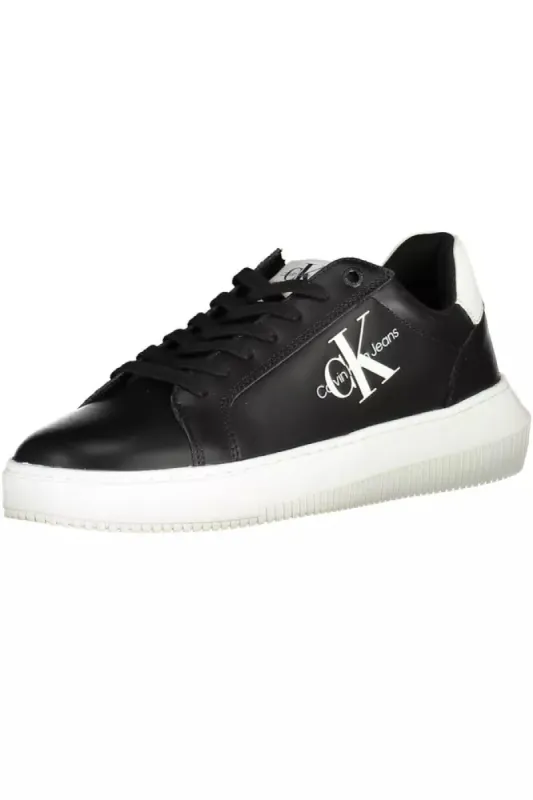 Black Leather Men Sneaker made by Calvin Klein