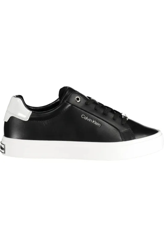 Black Leather Women Sneaker made by Calvin Klein