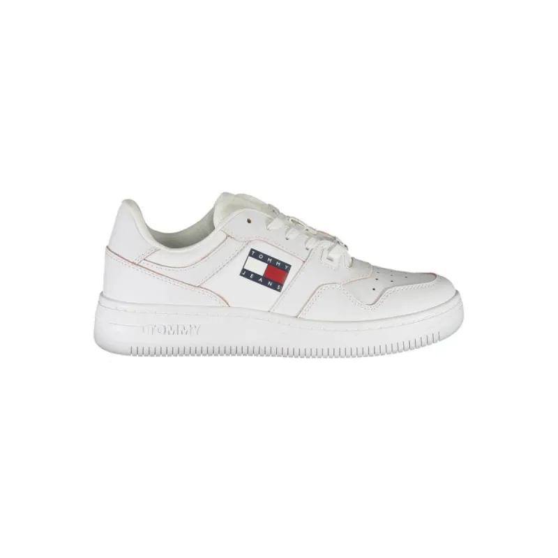 Chic White Lace-up Sneakers with Contrast Detail sold by Louxly