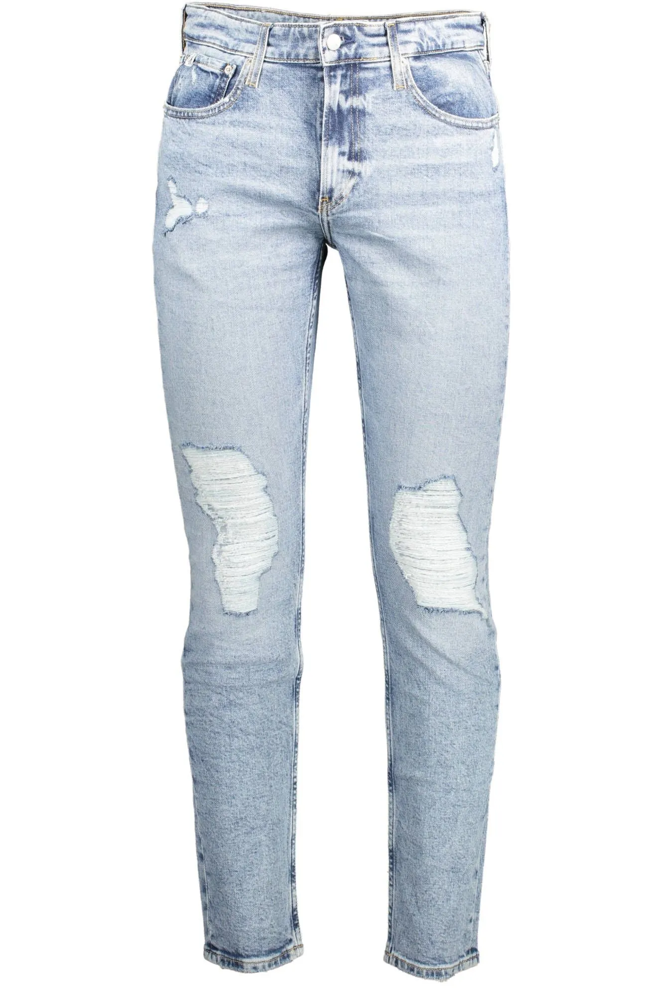 Light Blue Cotton Men Jeans sold by Louxly
