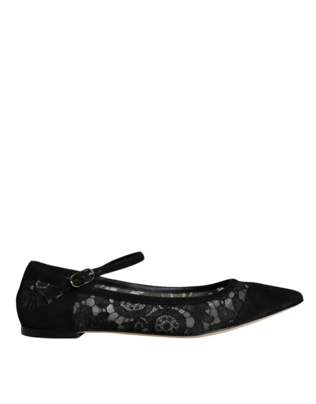 Black Taormina Lace Bellucci Flats Shoes sold by Louxly