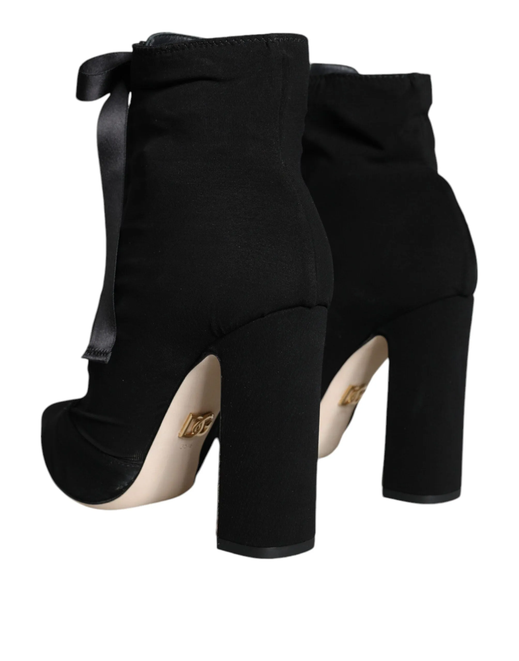 Black Jersey Stretch Ankle Booties Shoes sold by Louxly product image thumbnail 4