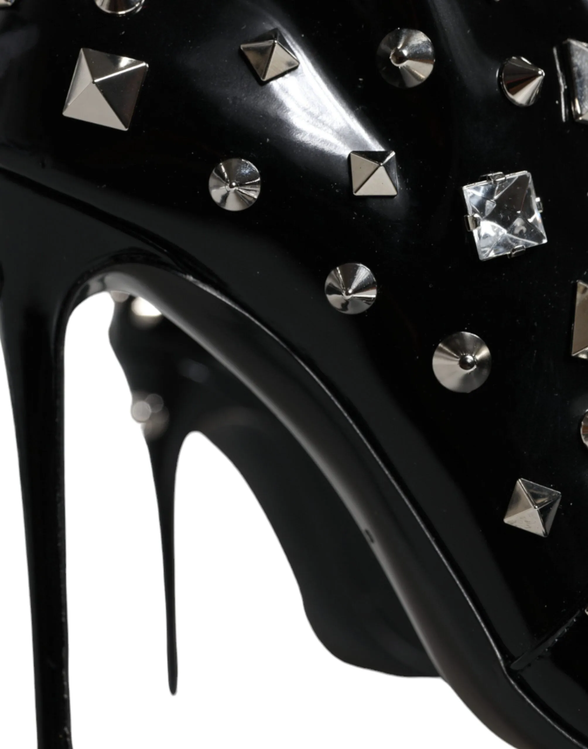 Black Leather Studs Crystal Ankle Boots Shoes sold by Louxly product image thumbnail 5