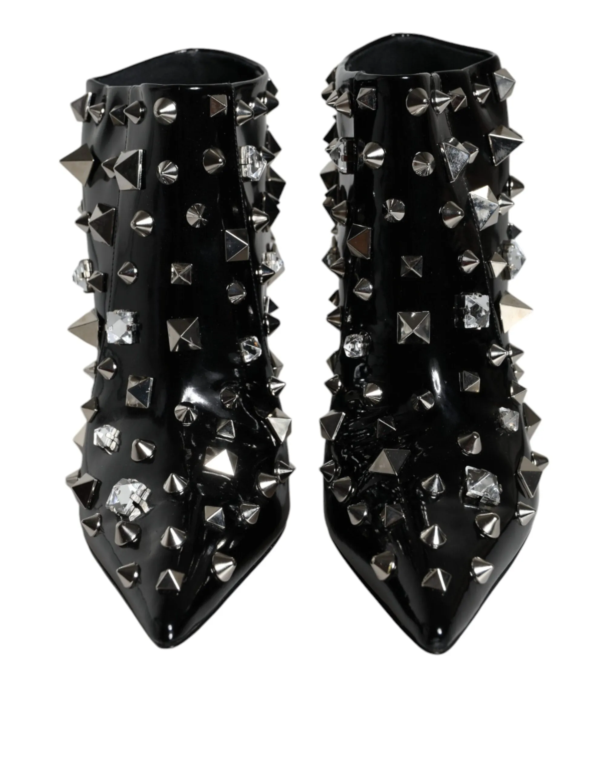 Black Leather Studs Crystal Ankle Boots Shoes sold by Louxly product image thumbnail 2