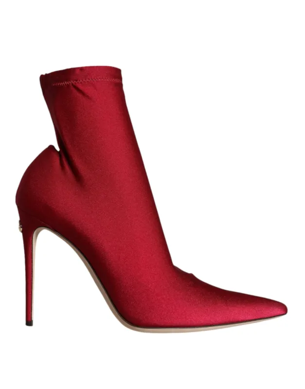 Cherry Red Stretch Stilettos Ankle Boot Shoes sold by Louxly