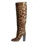 Beige Black Leopard Knee High Boots Shoes sold by Louxly
