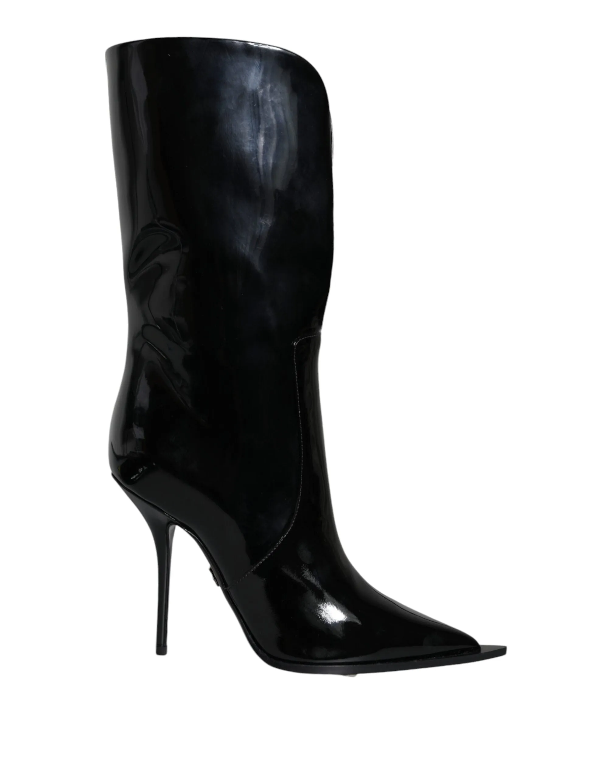 Black Patent Leather Mid Calf Boots Shoes sold by Louxly