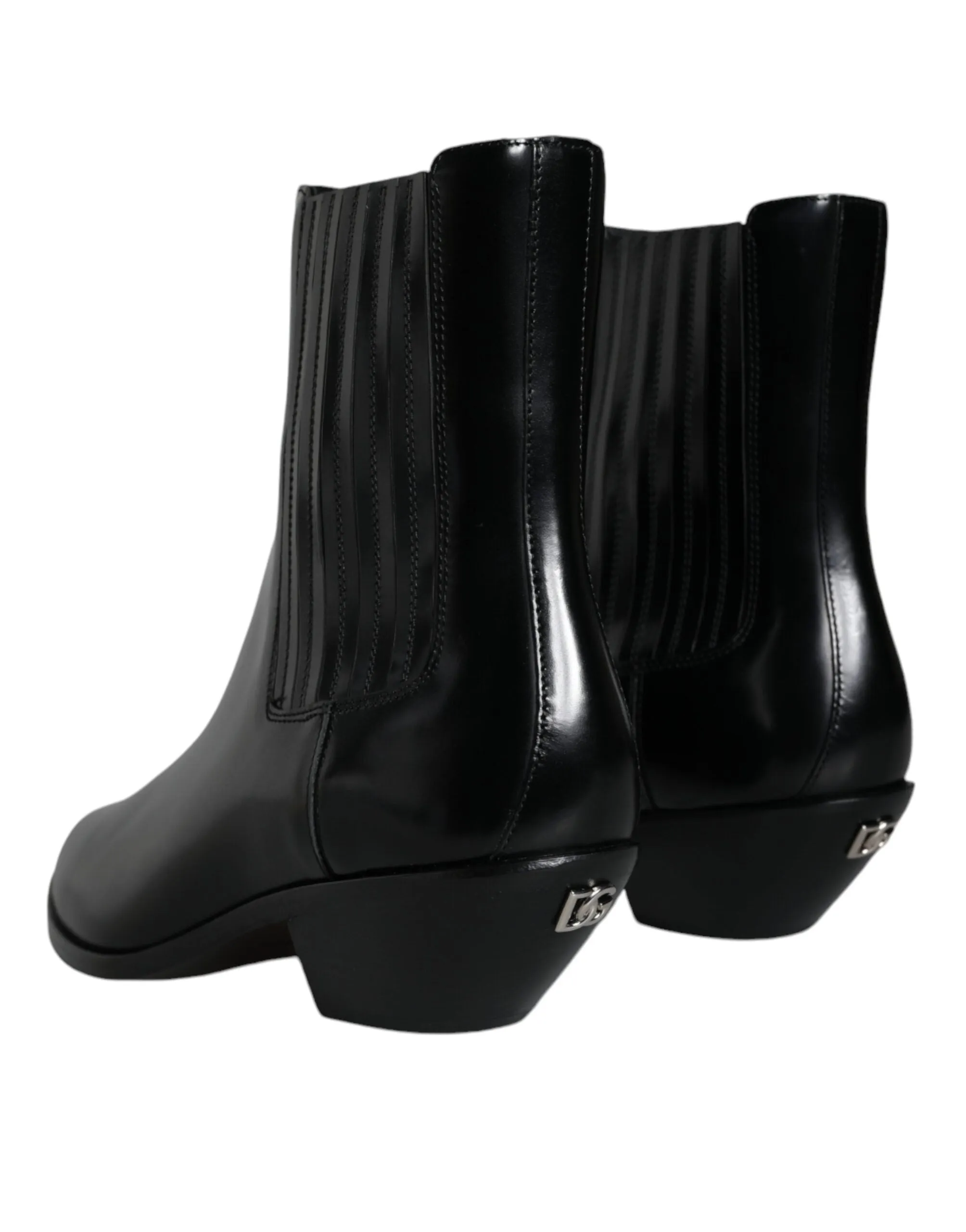 Black Leather Ankle Boots Booties Shoes sold by Louxly product image thumbnail 4