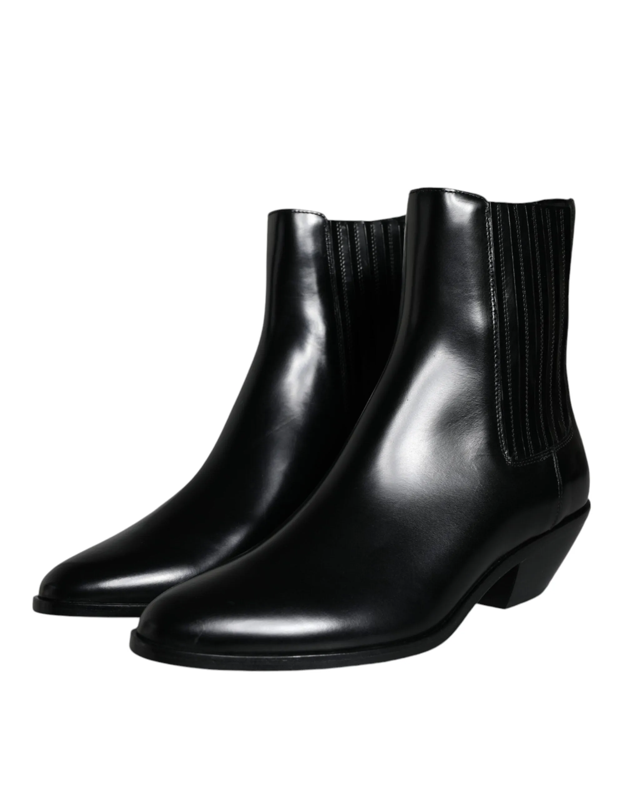 Black Leather Ankle Boots Booties Shoes sold by Louxly product image thumbnail 3