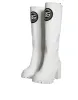 White Cotton Logo Heels Knee High Boots Shoes sold by Louxly