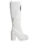 White Cotton Logo Heels Knee High Boots Shoes sold by Louxly