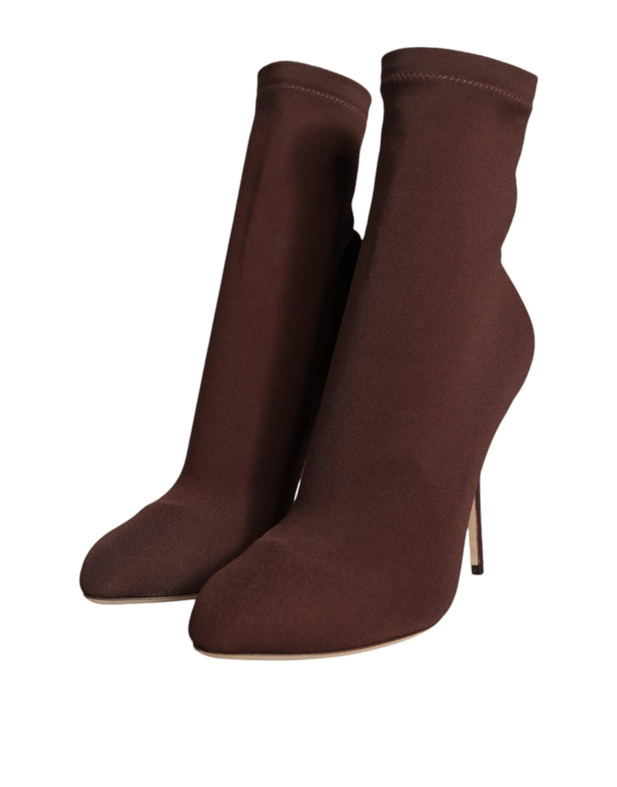 Brown Stiletto Heels Socks Ankle Boots Shoes sold by Louxly product image thumbnail 3
