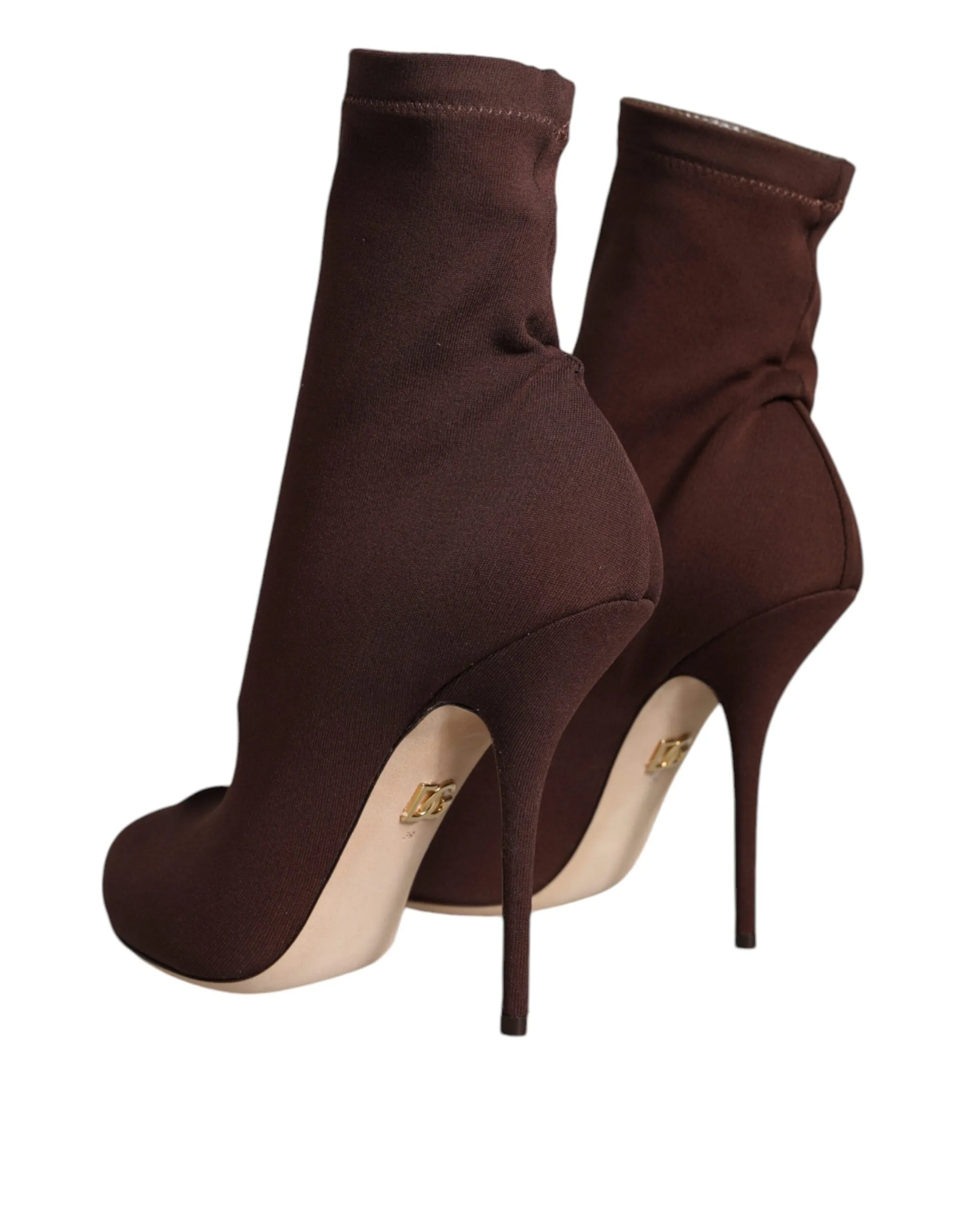 Brown Stiletto Heels Socks Ankle Boots Shoes sold by Louxly product image thumbnail 4